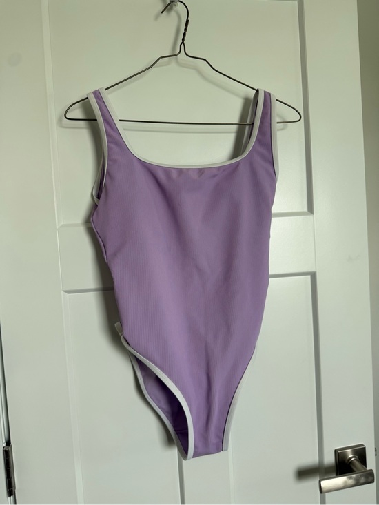 LainSnow Other - LainSnow Lilac One-Piece Swimsuit with White Trim